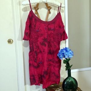 FREE PEOPLE Cold Shoulder Pink Floral Top Size 0